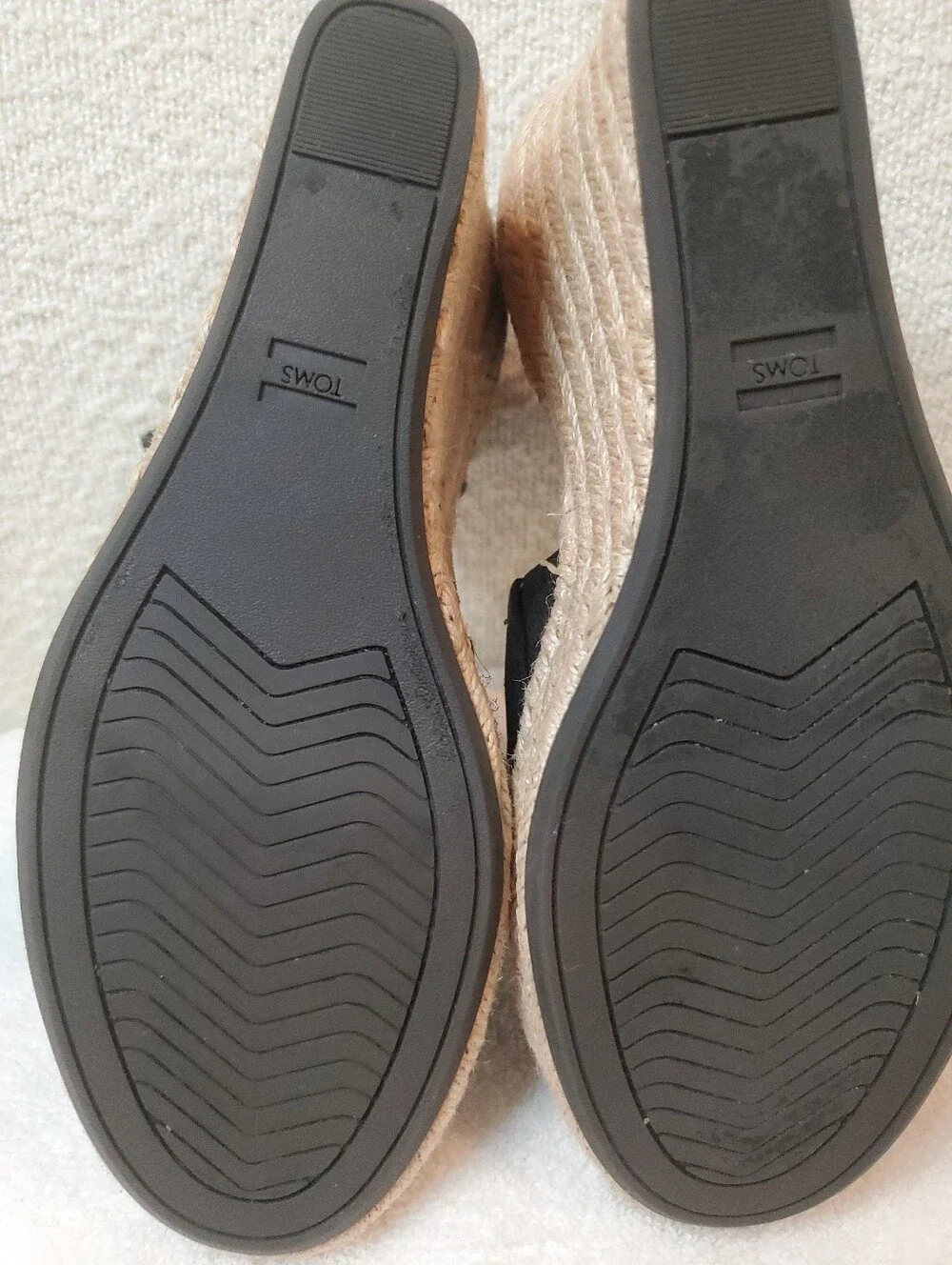TOMS Marisol Black Canvas Espadrille Wedge Sandals Size 7.5  Comfort